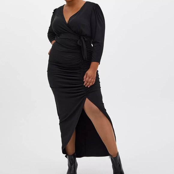 New TORRID Plus Size 18 2X Womens Black Maxi Studio Knit Hi-Low Dress - Picture 1 of 5